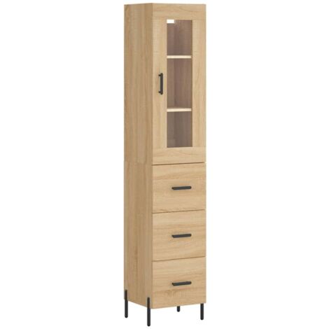 Aparador de madera contrachapada roble Sonoma 34,5x34x180 cm vidaXL