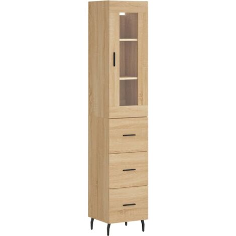 Aparador de madera contrachapada roble Sonoma 34,5x34x180 cm vidaXL