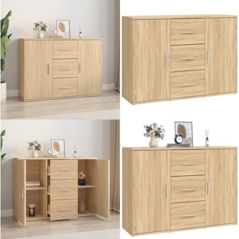 Aparador de madera contrachapada roble Sonoma 91x29,5x65 cm - Aparador de madera contrachapada - Aparador de roble Sonoma