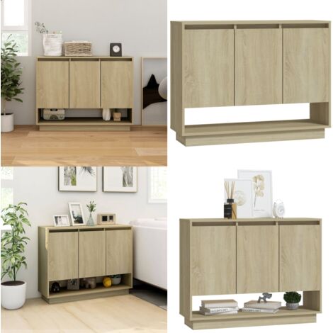 Aparador de madera contrachapada roble Sonoma 97x31x75 cm - Aparador de roble - Aparador decorativo