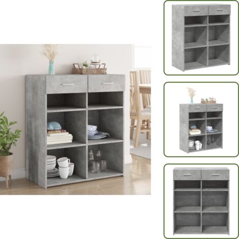 Aparador de madera contrachapada - vidaXL Aparador de madera contrachapada gris hormigón 80x42,5x93 cm - Aparador decorativo