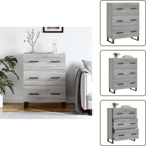 Aparador de madera contrachapada - vidaXL Aparador de madera de ingeniería gris Sonoma 69,5x34x90 cm - Aparador con cajones