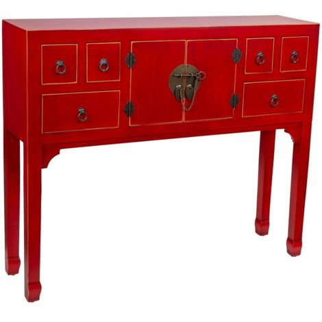 Aparador de madera de 6 cajones y 2 puertas 95x24x79h cm