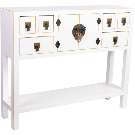 Aparador de madera de 6 cajones y 2 puertas 95x24x79h cm