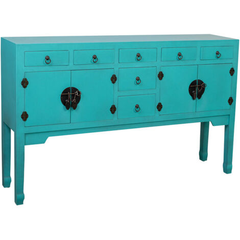 Aparador de madera de 7 cajones y 2 puertas 128x26x78h cm