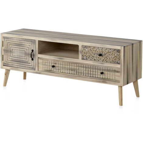Aparador De Madera De Chopo Natural Patas De Pino Macizo