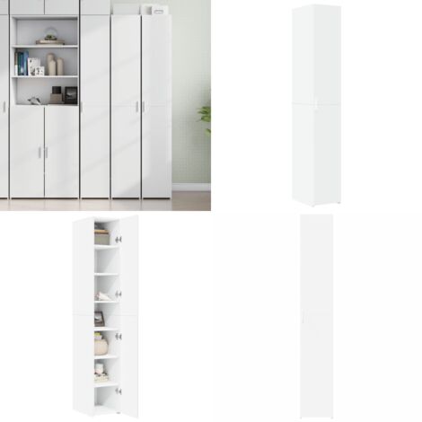 Aparador de madera de ingeniería blanco 30x42,5x185 cm - Aparador blanco - Mueble de almacenamiento