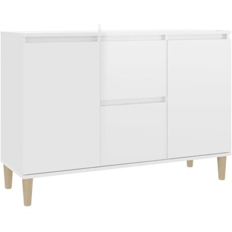 Aparador de madera de ingeniería blanco brillante 101x35x70 cm vidaXL