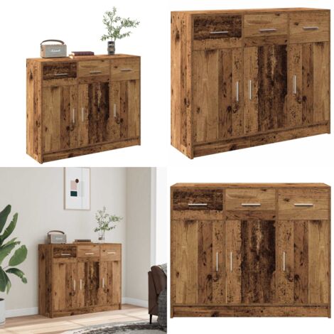 Aparador de madera de ingeniería envejecida 91x28x75 cm - Aparador de madera - Madera de ingeniería