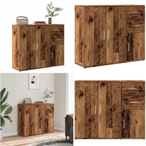 Aparador de madera de ingeniería envejecida 91x29,5x75 cm - Madera envejecida - Almacenamiento