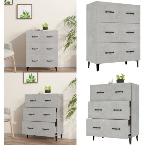 Aparador de madera de ingeniería gris hormigón 69,5x34x90 cm - Aparador de bufé - Aparador decorativo