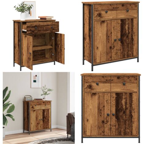 Aparador de madera de ingeniería madera envejecida 70x30x80 cm - Aparador de madera - Muebles decorativos