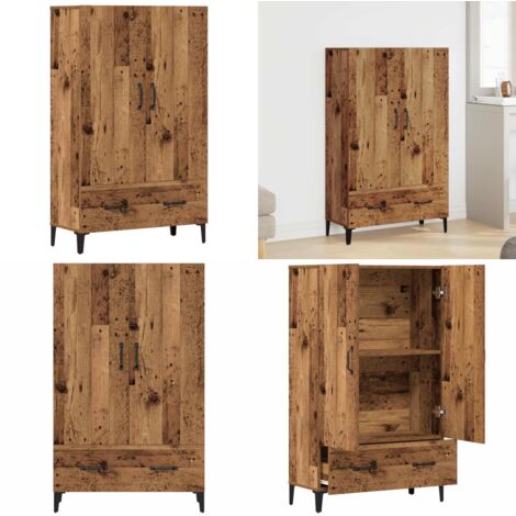 Aparador de madera de ingeniería madera vieja 70x31x115 cm - Almacenamiento en casa - Aparador decorativo