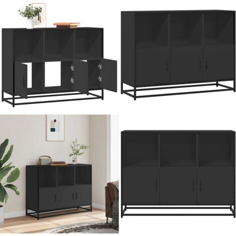 Aparador de madera de ingeniería negro 100x35x76 cm - Aparador de madera - Madera de ingeniería