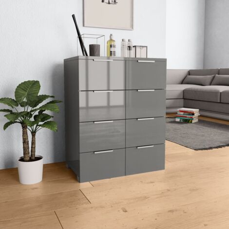 Aparador de madera de ingeniería negro brillante 60x35x80 cm vidaXL
