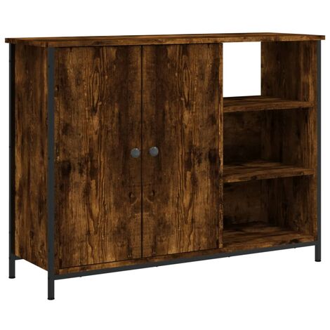 Aparador de madera de ingeniería roble ahumado 100x33x75 cm vidaXL