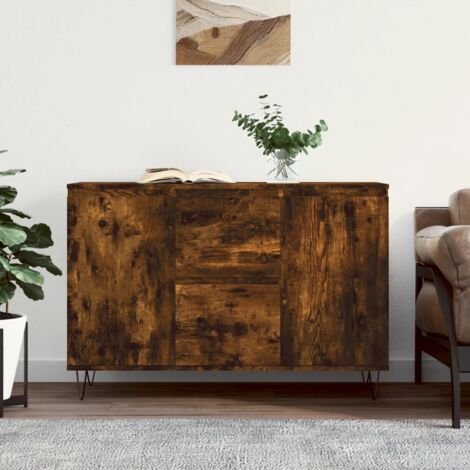 Aparador de madera de ingeniería roble ahumado 101,5x35x70 cm vidaXL
