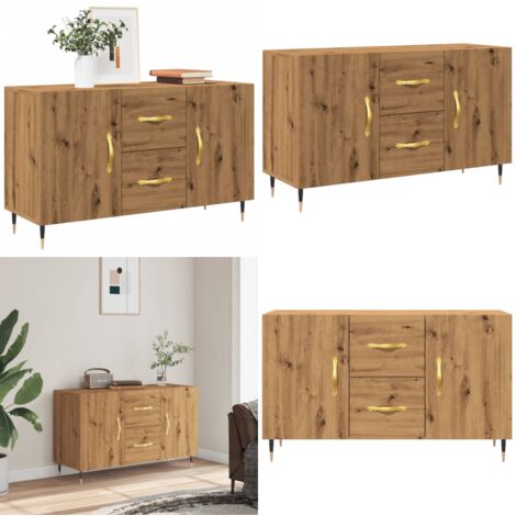Aparador de madera de ingeniería roble artisan 100x36x60 cm - Aparador de madera - Madera de ingeniería