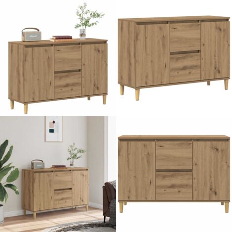 Aparador de madera de ingeniería roble artisan 102x35x70 cm - Aparador de roble - Aparador de madera contrachapada