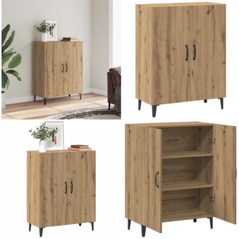 Aparador de madera de ingeniería roble artisan 70x34x90 cm - Aparador de bufé - Aparador de madera de ingeniería