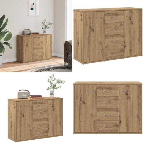 Aparador de madera de ingeniería roble artisan 88x30x64 cm - Aparador de madera - Almacenamiento