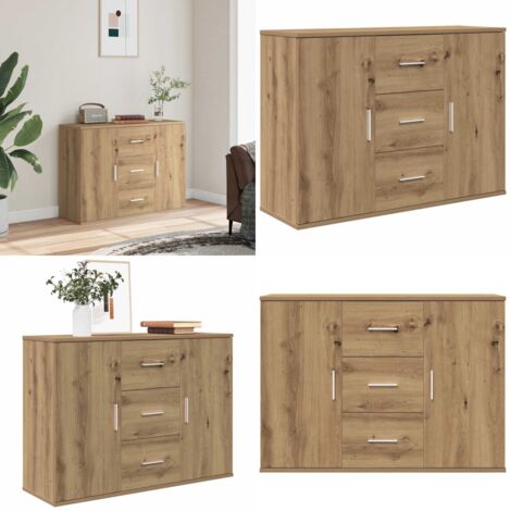 Aparador de madera de ingeniería roble artisan 90x29,5x65 cm - Aparador de roble - Aparador de almacenamiento