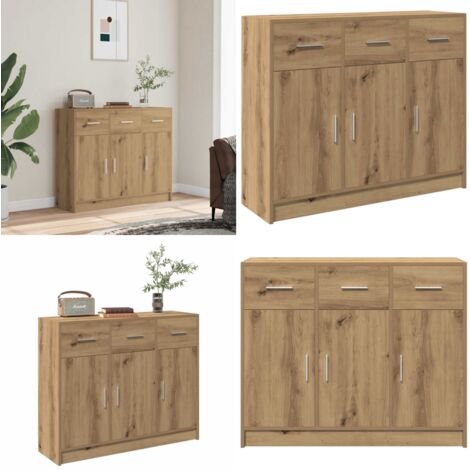 Aparador de madera de ingeniería roble artisan 91x28x75 cm - Almacenamiento - Muebles de madera