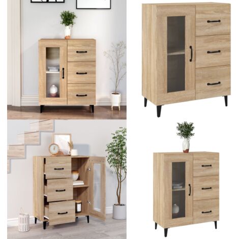 Aparador de madera de ingeniería roble Sonoma 69,5x34x90 cm - Aparador alto - Aparador de madera contrachapada