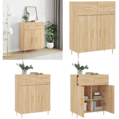 Aparador de madera de ingeniería roble Sonoma 69,5x34x90 cm - Aparador de madera contrachapada - Aparador de roble Sonoma
