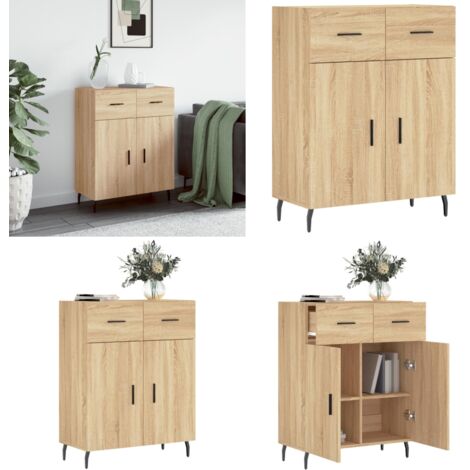 Aparador de madera de ingeniería roble Sonoma 69,5x34x90 cm - Aparador de madera contrachapada - Aparador de roble Sonoma