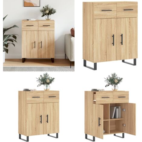 Aparador de madera de ingeniería roble Sonoma 69,5x34x90 cm - Aparador de madera contrachapada - Aparador de roble Sonoma