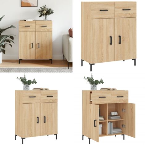 Aparador de madera de ingeniería roble Sonoma 69,5x34x90 cm - Aparador de madera contrachapada - Aparador de roble Sonoma