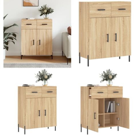 Aparador de madera de ingeniería roble Sonoma 69,5x34x90 cm - Aparador de madera contrachapada - Aparador de roble Sonoma