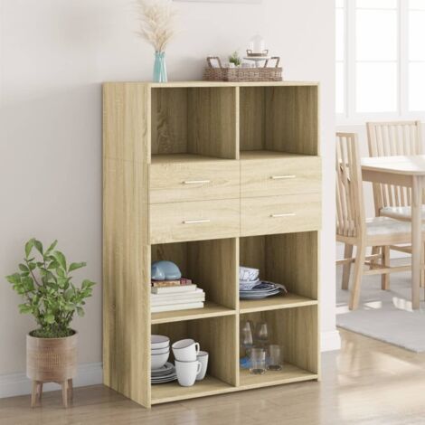 Aparador de madera de ingeniería roble Sonoma 80x42,5x124 cm vidaXL