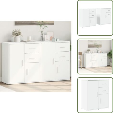 Aparador de madera de ingeniería - vidaXL Aparador de madera de ingeniería 2 uds blanco 60x31x70 cm - Aparador moderno