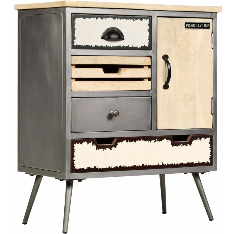 

Aparador de madera de mango maciza y acero 65x33x76 cm