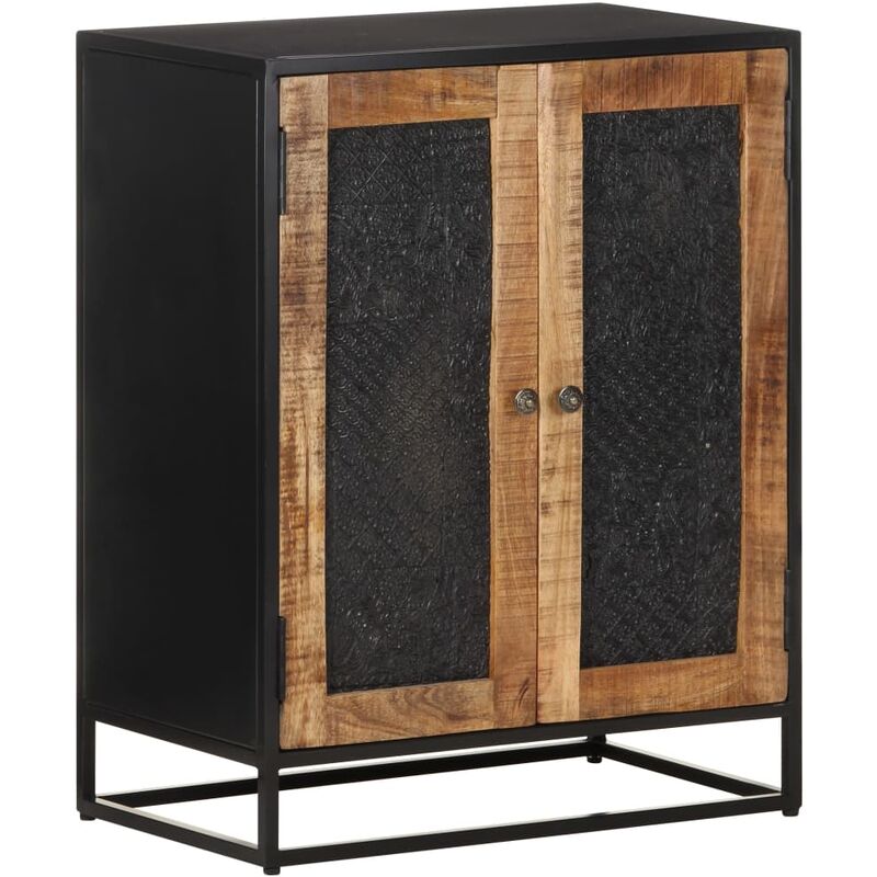 

vidaXL Aparador de madera de mango rugosa 60x35x75 cm - Negro