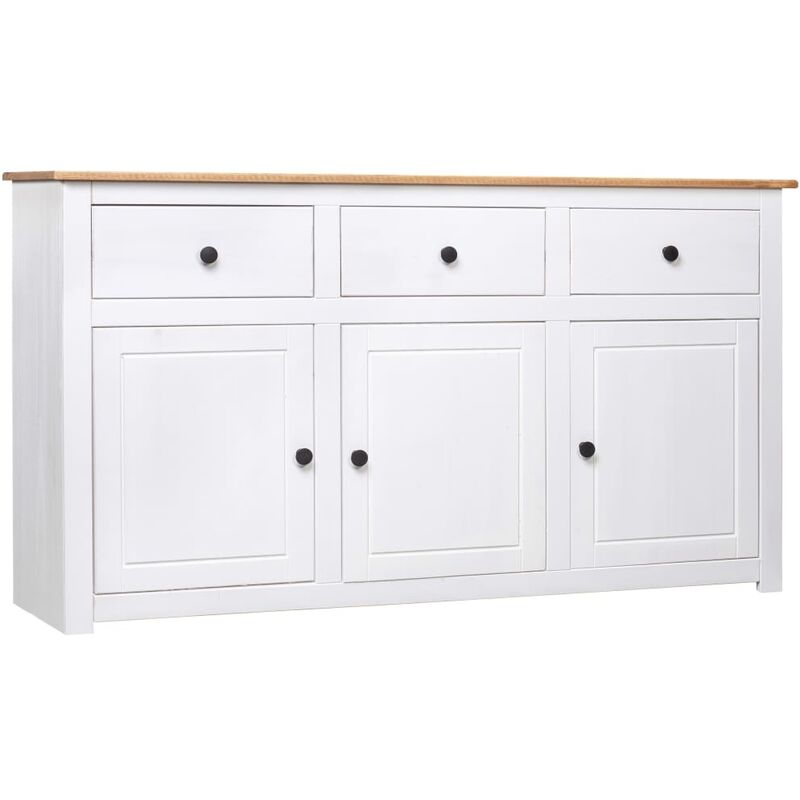 

Happyshopping - Aparador de madera de pino estilo Panama blanco 135x40x80 cm