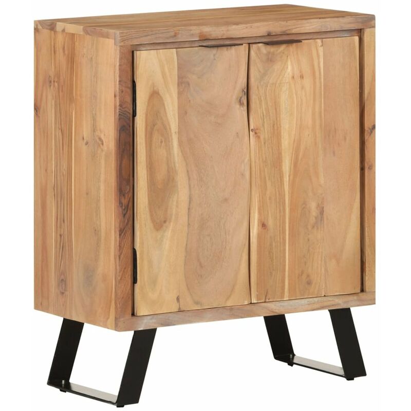 

Aparador de madera maciza acacia con borde natural 60x36x76 cm