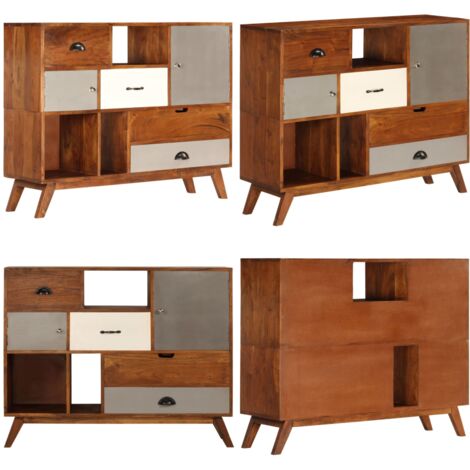 Aparador de madera maciza de acacia 115x35x86 cm - Aparador de acacia - Aparador retro