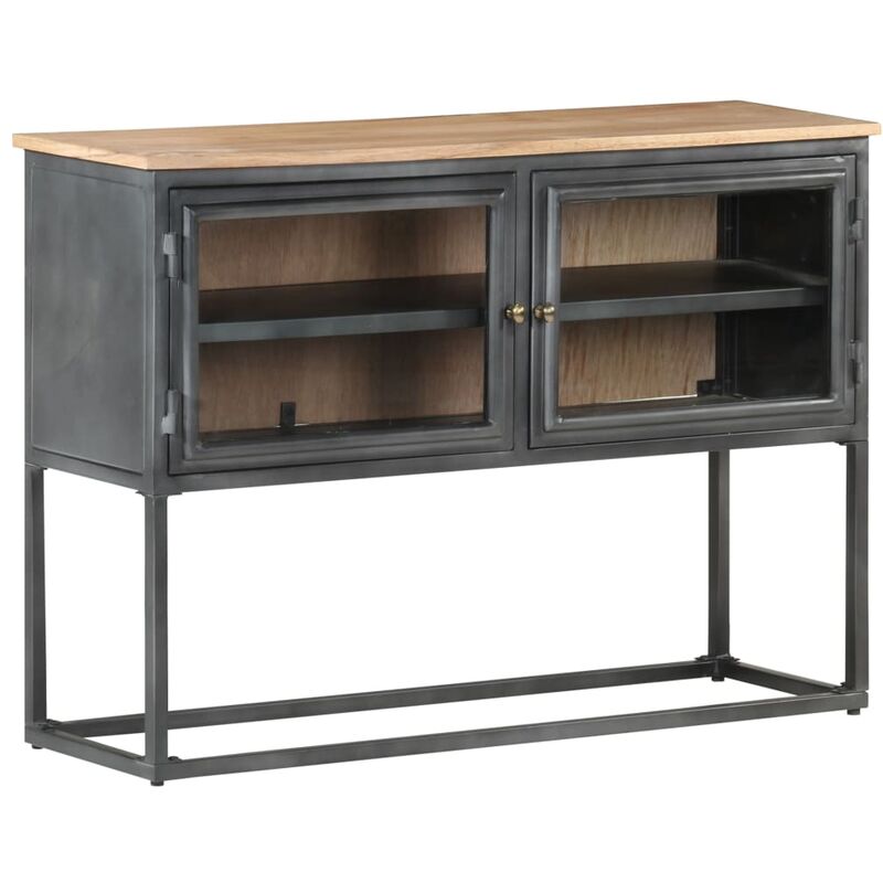

Aparador de madera maciza de acacia gris 100x30x70 cm - Gris
