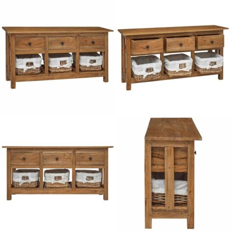 Aparador de madera maciza de caoba 100x30x50 cm - Mueble vintage - Almacenamiento