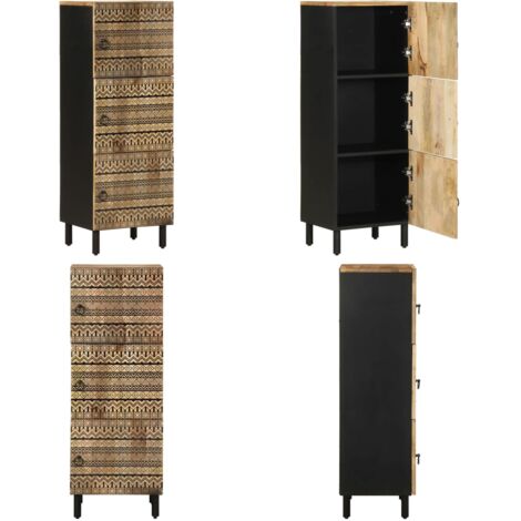 Aparador de madera maciza de mango rugosa 40x33,5x110 cm - Madera maciza de mango - Muebles vintage