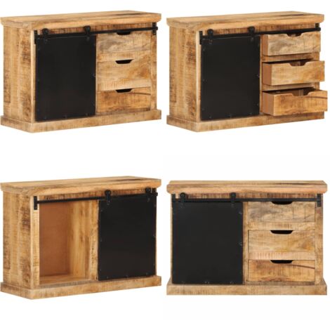 Aparador de madera maciza de mango sin tratar 80x30x55 cm - Madera maciza - Almacenamiento