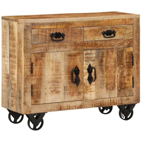 Aparador de madera maciza de mango sin tratar 80x30x65 cm