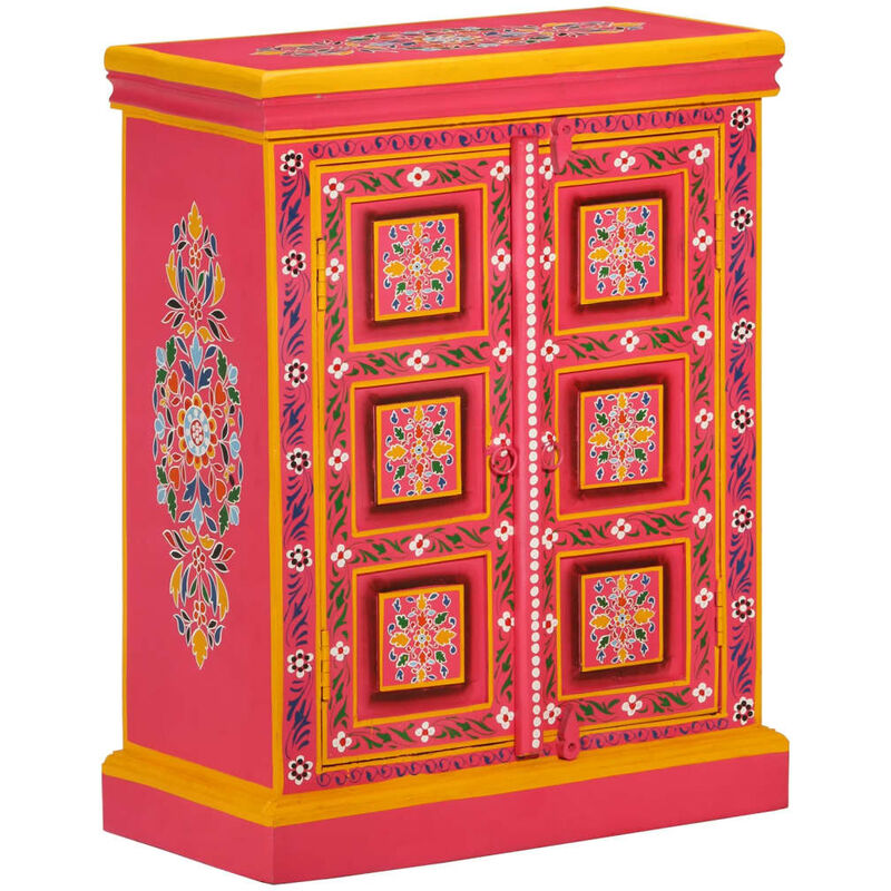 

Aparador de Madera Maciza de Mango Pintada a Mano Rosa - Rosa - Vidaxl