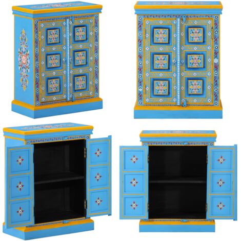 Aparador de madera maciza de mango turquesa pintado a mano - Aparador de mango - Aparador de madera pintado a mano