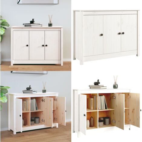 Aparador de madera maciza de pino blanco 100x35x74 cm - Aparador de pino - Mueble de almacenamiento