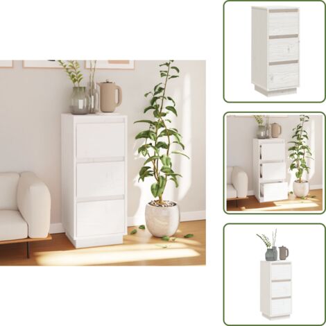 Aparador de madera maciza de pino blanco 32x34x75 cm