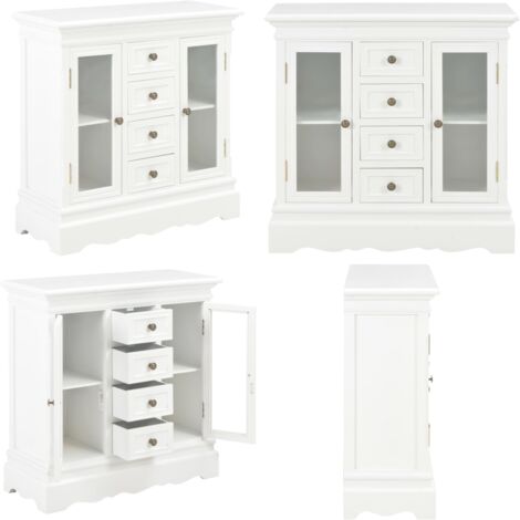 Aparador de madera maciza de pino blanco 70x28x70 cm - Aparador de pino - Mueble de almacenamiento